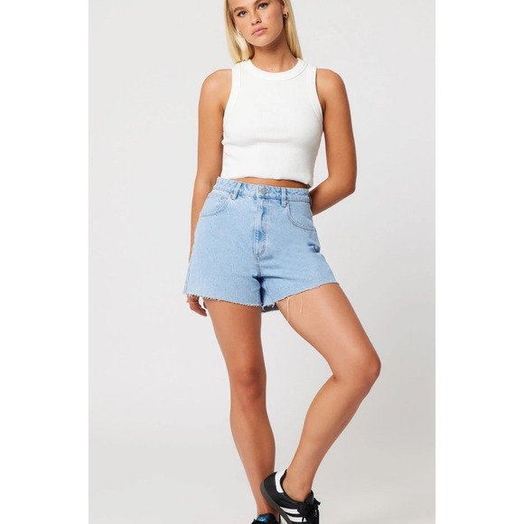 Abrand Pants - Abrand Venice Women's Blue Cut Off Raw Hem High Rise Light Size 26